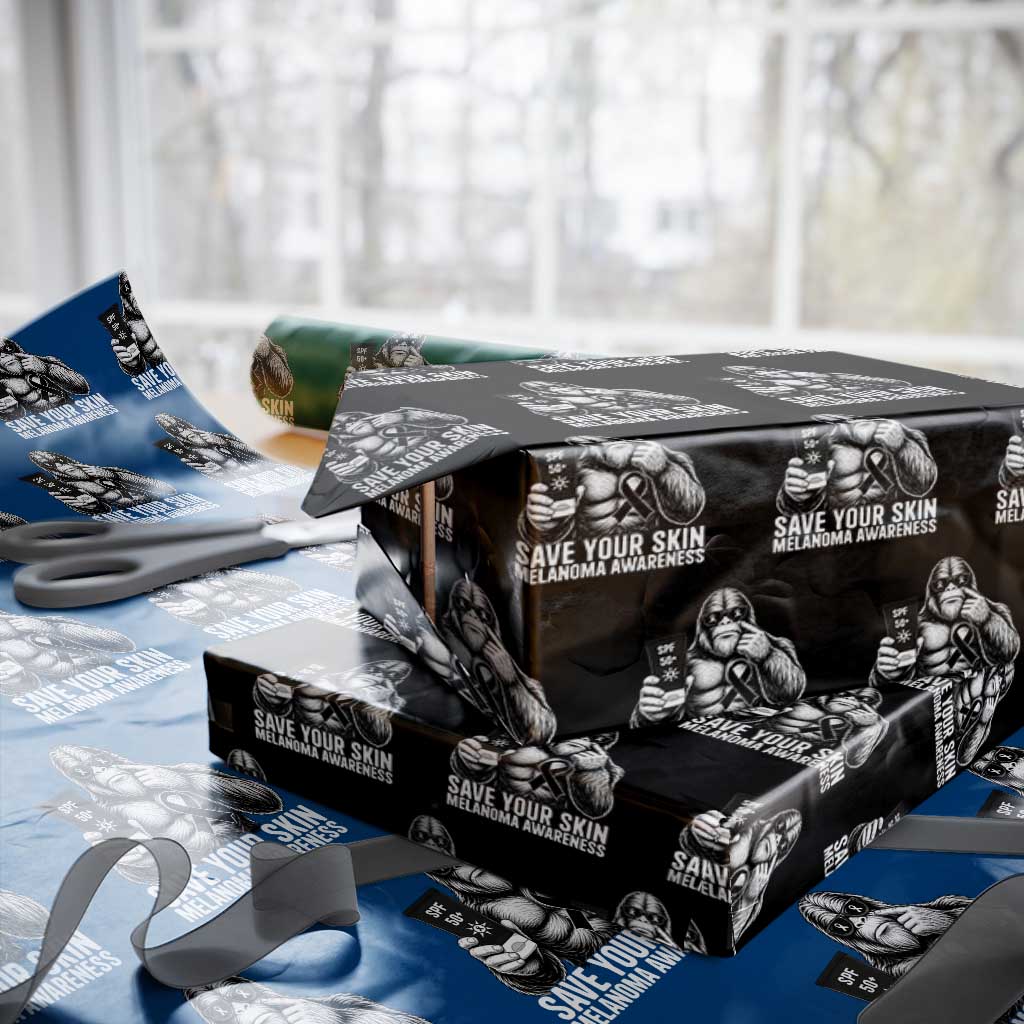 Bigfoot Save Your Skin Wrapping Paper Roll Melanoma Warrior Support