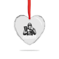 Bigfoot Save Your Skin Heart Crystal Glass Ornament Melanoma Warrior Support