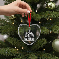 Bigfoot Save Your Skin Heart Crystal Glass Ornament Melanoma Warrior Support