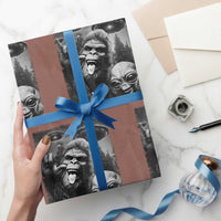 Bigfoot Selfie With Alien Wrapping Paper Roll UFO Funny Sasquatch Rock On Hand Sign - Wonder Print Shop