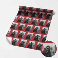 Bigfoot Selfie Xmas Wrapping Paper Roll Sasquatch Yeti Rock On Hand - Wonder Print Shop