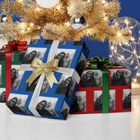 Bigfoot Selfie Xmas Wrapping Paper Roll Sasquatch Yeti Rock On Hand - Wonder Print Shop