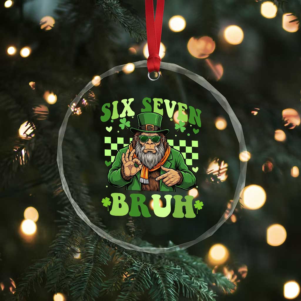 Bigfoot Six Seven Bruh Crystal Glass Ornament Gen Z Irish Gift
