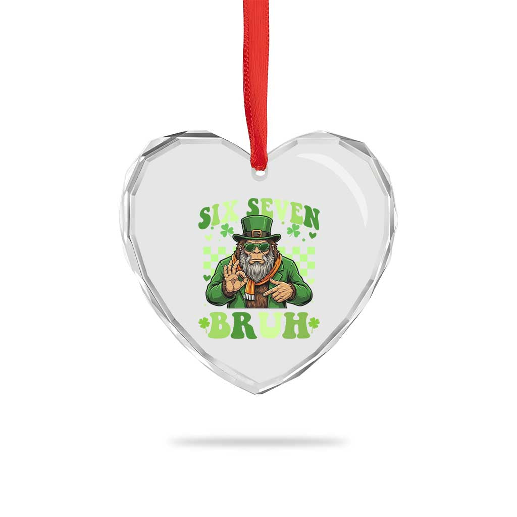 Bigfoot Six Seven Bruh Heart Crystal Glass Ornament Gen Z Irish Gift