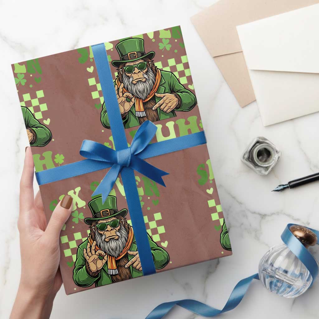Bigfoot Six Seven Bruh Wrapping Paper Roll Gen Z Irish Gift