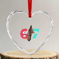 Bigfoot Six Seven Meme Heart Crystal Glass Ornament 67 Viral Gen Alpha Slang Gift - Wonder Print Shop
