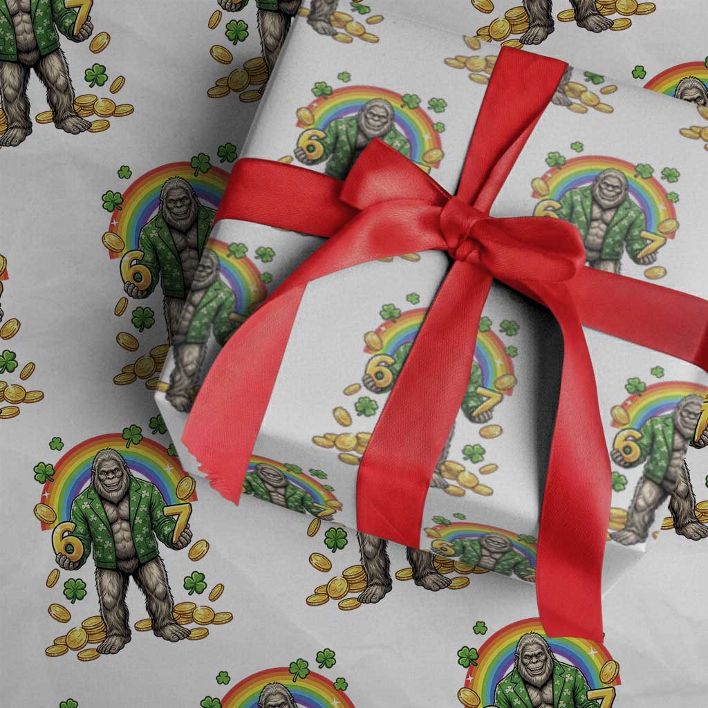 Bigfoot Six Seven Meme Wrapping Paper Roll Funny St Patricks Day Gift