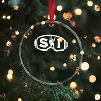 Bigfoot Skiing Crystal Glass Ornament Sasquatch Goggles Skiing Snow Ski Lover Skier - Wonder Print Shop