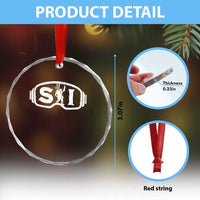 Bigfoot Skiing Crystal Glass Ornament Sasquatch Goggles Skiing Snow Ski Lover Skier - Wonder Print Shop