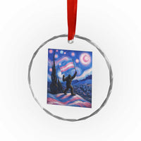 Bigfoot Starry Night Trans Rights Crystal Glass Ornament Sasquatch LGBTQ Pride