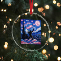 Bigfoot Starry Night Trans Rights Crystal Glass Ornament Sasquatch LGBTQ Pride