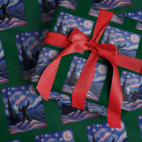 Bigfoot Starry Night Trans Rights Wrapping Paper Roll Sasquatch LGBTQ Pride