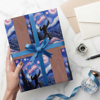 Bigfoot Starry Night Trans Rights Wrapping Paper Roll Sasquatch LGBTQ Pride