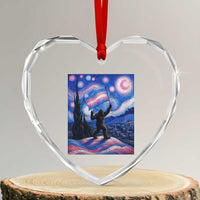 Bigfoot Starry Night Trans Rights Heart Crystal Glass Ornament Sasquatch LGBTQ Pride