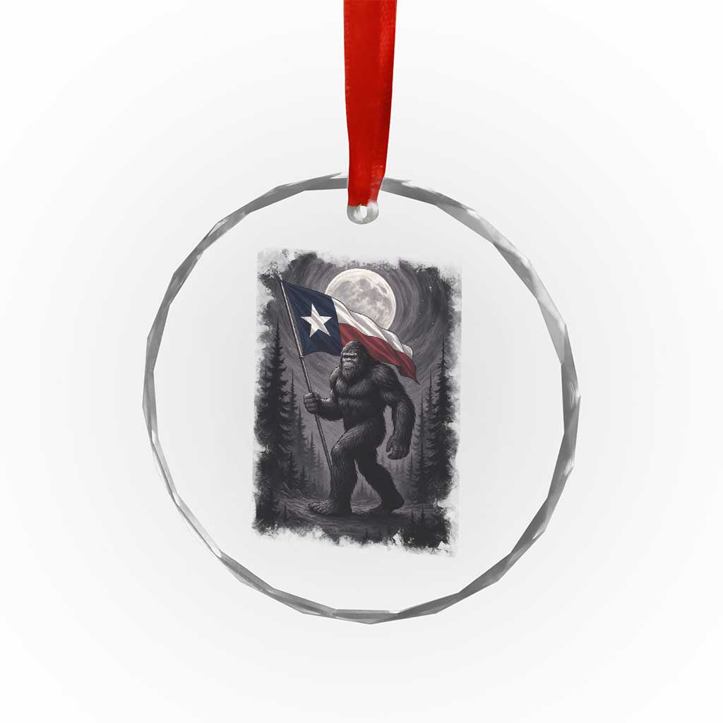 Bigfoot Texas Crystal Glass Ornament Forest Sasquatch Loves Rock On Hand Texas Flag - Wonder Print Shop