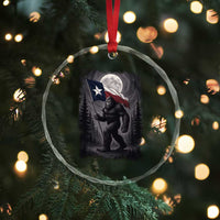 Bigfoot Texas Crystal Glass Ornament Forest Sasquatch Loves Rock On Hand Texas Flag - Wonder Print Shop