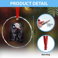 Bigfoot Texas Crystal Glass Ornament Forest Sasquatch Loves Rock On Hand Texas Flag - Wonder Print Shop