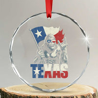 Bigfoot Texas Crystal Glass Ornament Sasquatch Loves Rock On Hand Texan Texas Flag - Wonder Print Shop