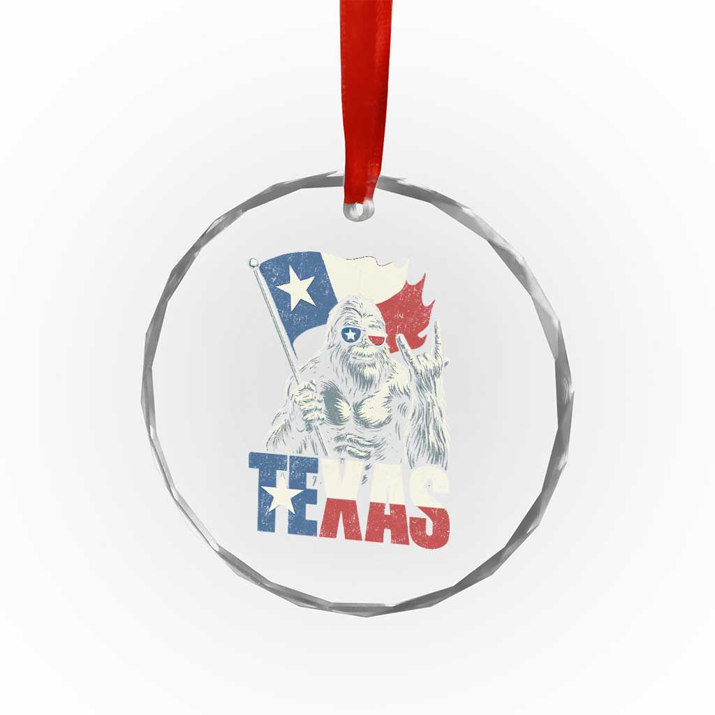Bigfoot Texas Crystal Glass Ornament Sasquatch Loves Rock On Hand Texan Texas Flag - Wonder Print Shop