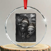 Bigfoot UFO Selife Crystal Glass Ornament Sasquatch Ailen Rock On Hand Christmas - Wonder Print Shop