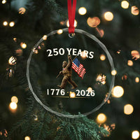 Bigfoot USA 250th Anniversary Crystal Glass Ornament Sasquatch 250 Years Vintage American Flag Patriotic 4th of July