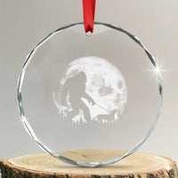 Bigfoot Walking Dachshund Crystal Glass Ornament Funny Doxie Wiener Sasquatch Night Stroll Full Moon - Wonder Print Shop