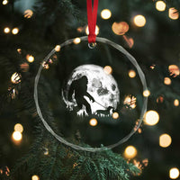 Bigfoot Walking Dachshund Crystal Glass Ornament Funny Doxie Wiener Sasquatch Night Stroll Full Moon - Wonder Print Shop