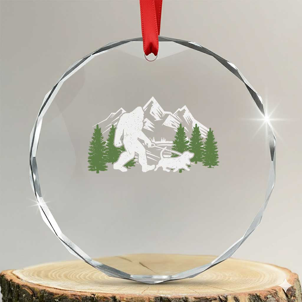 Bigfoot Walking Dachshund Crystal Glass Ornament Funny Wiener Dog Gift Sasquatch - Wonder Print Shop
