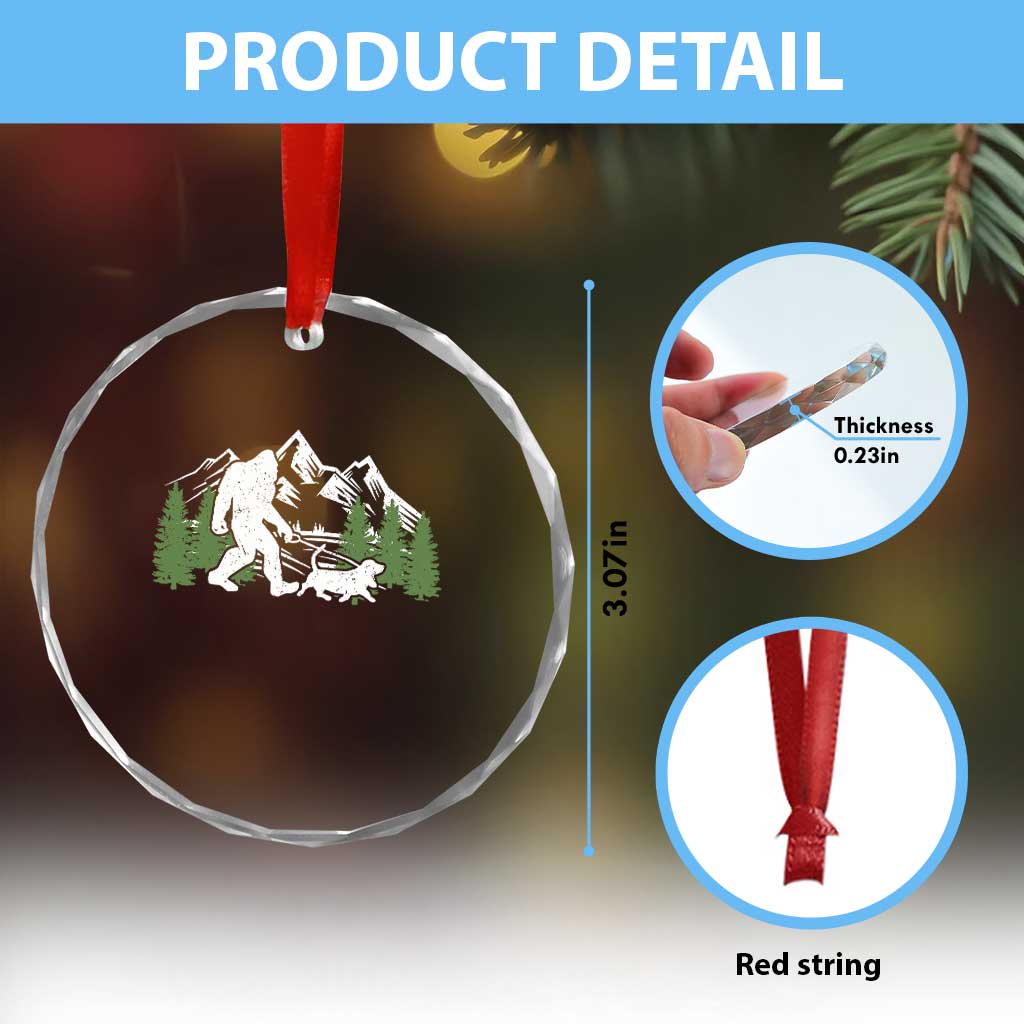 Bigfoot Walking Dachshund Crystal Glass Ornament Funny Wiener Dog Gift Sasquatch - Wonder Print Shop