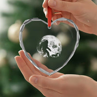 Bigfoot Walking Dachshund Heart Crystal Glass Ornament Funny Doxie Wiener Sasquatch Night Stroll Full Moon - Wonder Print Shop