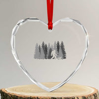 Bigfoot Walking Dachshund Heart Crystal Glass Ornament Funny Wiener Dog Gift Forest Sasquatch Yeti - Wonder Print Shop