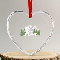 Bigfoot Walking Dachshund Heart Crystal Glass Ornament Funny Wiener Dog Gift Sasquatch - Wonder Print Shop