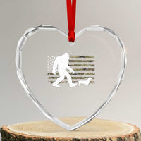 Bigfoot Walking Dachshund Heart Crystal Glass Ornament Sasquatch Camo American Flag USA Military Patriotic - Wonder Print Shop