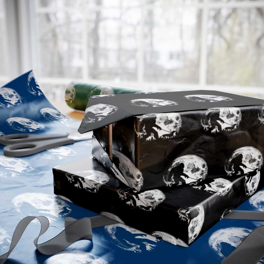 Bigfoot Walking Dachshund Wrapping Paper Roll Funny Doxie Wiener Sasquatch Night Stroll Full Moon - Wonder Print Shop