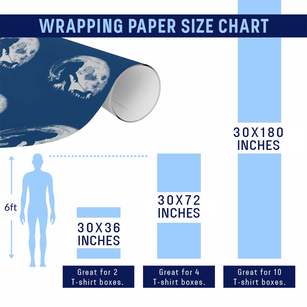 Bigfoot Walking Dachshund Wrapping Paper Roll Funny Doxie Wiener Sasquatch Night Stroll Full Moon - Wonder Print Shop