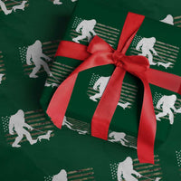 Bigfoot Walking Dachshund Wrapping Paper Roll Sasquatch Camo American Flag USA Military Patriotic - Wonder Print Shop