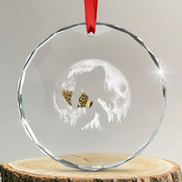 Bigfoot with Morel Mushroom Crystal Glass Ornament Sasquatch Fungi Full Moon Silhouette Graphic