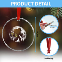 Bigfoot with Morel Mushroom Crystal Glass Ornament Sasquatch Fungi Full Moon Silhouette Graphic