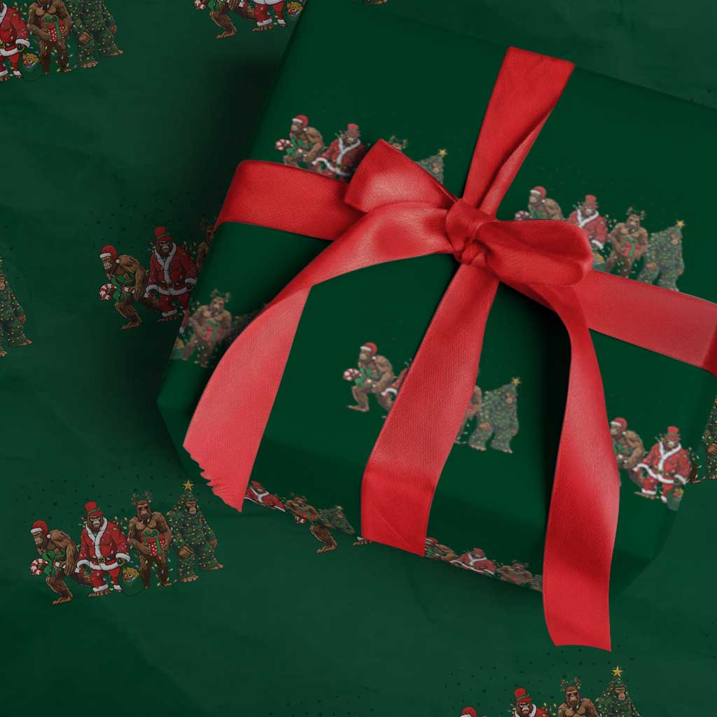 Bigfoot Xmas Cosplay Wrapping Paper Roll Funny Holiday Gift - Wonder Print Shop