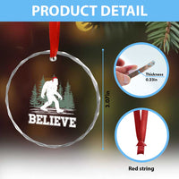 Bigfoot Xmas Crystal Glass Ornament Funny Sasquatch Believe Lovers Gifts TS10