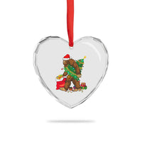 Bigfoot Xmas Heart Crystal Glass Ornament Believe Sasquatch Lovers Xmas Tree Lights - Wonder Print Shop