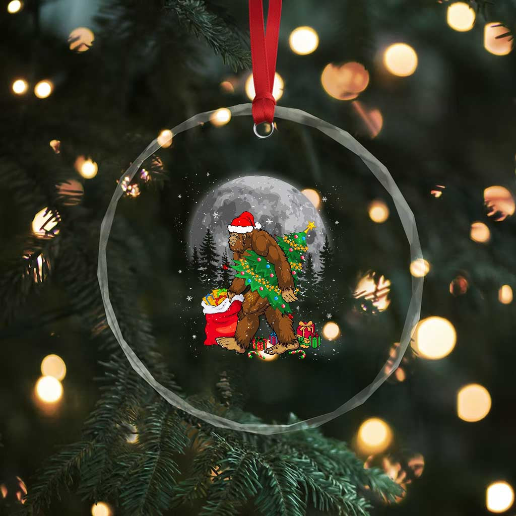Bigfoot Xmas Tree Lights Crystal Glass Ornament Believe Xmas Sasquatch Lovers Ugly Gift TS10