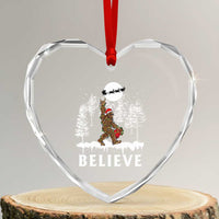 Bigfoot Xmas Tree Lights Heart Crystal Glass Ornament Believe Rock On Sasquatch Santa Hat - Wonder Print Shop