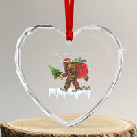Bigfoot Xmas Tree Lights Heart Crystal Glass Ornament Believe Xmas Sasquatch Lovers Funny - Wonder Print Shop