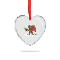 Bigfoot Xmas Tree Lights Heart Crystal Glass Ornament Believe Xmas Sasquatch Lovers Funny - Wonder Print Shop