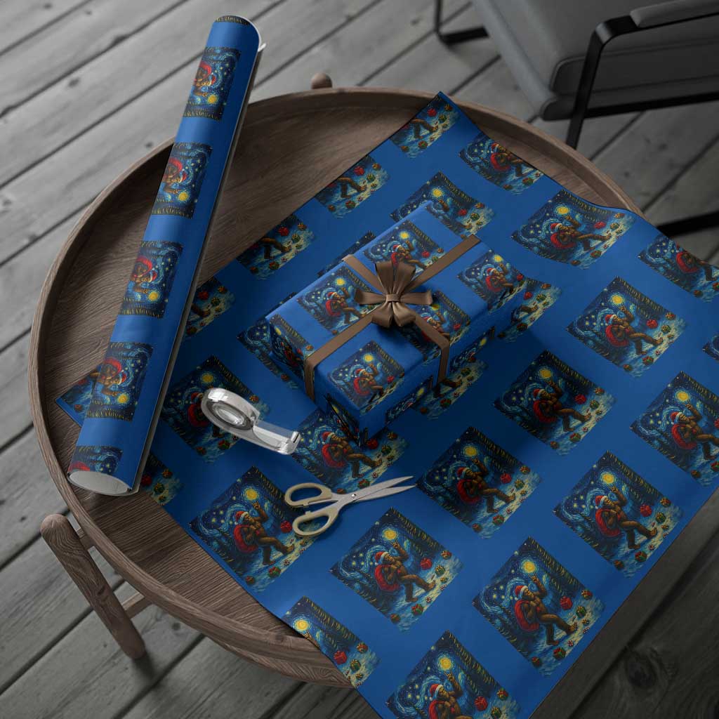 Bigfoot Xmas Wrapping Paper Roll Starry Night Van Gogh - Wonder Print Shop