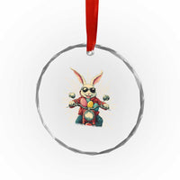 Biker Bunny Crystal Glass Ornament Retro Easter Day Rabbit Ride Motorcycles Motorbike - Wonder Print Shop