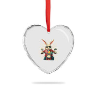 Biker Bunny Heart Crystal Glass Ornament Retro Easter Day Rabbit Ride Motorcycles Motorbike - Wonder Print Shop