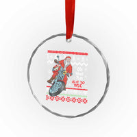 Biker Santa Claus Crystal Glass Ornament Christmas Motorcycle Oh What Fun It Is To Ride Ugly Sweater TS02