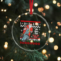 Biker Santa Claus Crystal Glass Ornament Christmas Motorcycle Oh What Fun It Is To Ride Ugly Sweater TS02
